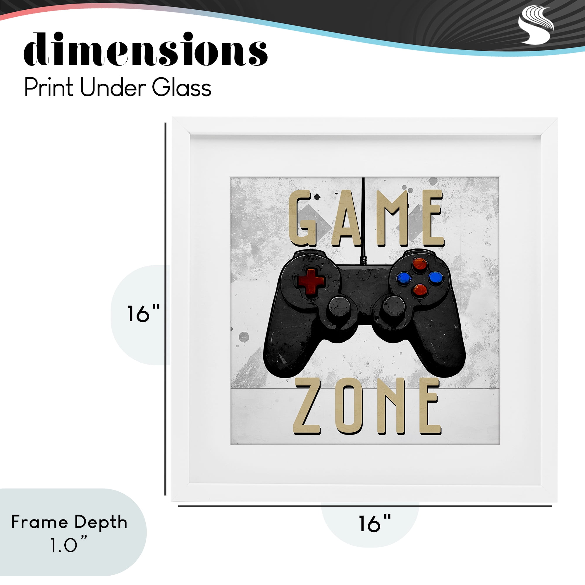 Stupell Industries Game Zone Control White Framed Print Under Glass, design by Kim Allen