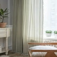 thumbnail image 2 of Sage Green Boho Curtains for Bedroom 96 inch Length, 2 Panels Farmhouse Linen Curtains Living Room Darkening Drapes, Embroidered Country Window Curtain for Dining Nursery Closet, 2 of 12