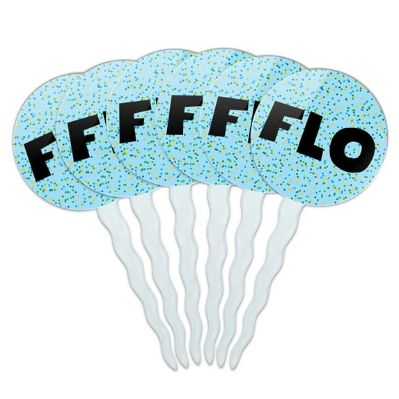 Flo Cupcake Picks Toppers - Set of 6 - Blue Speckles