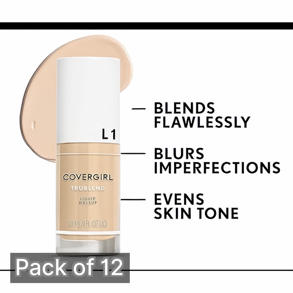 CoverGirl TruBlend Liquid Foundation, L-1 Ivory, 1 oz (Pack of 12)