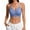Blue, variant on Women's Double Strap Lace Trim Bralette - Ruched Front Wireless Crop Top with Scalloped Edge for Comfortable Layering & Daily Wear