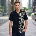 thumbnail image 2 of IWRICH Men's plus size Hawaiian Shirt Short Sleeve Casual Button Up Tropical Summer Beach Shirt Black XL, 2 of 5
