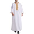 thumbnail image 2 of Clearance! Borniu Thobe,Robe for Men, Muslim Robe Arab Middle Robe Long Style 8/4 Sleeve Embroidered Standing Neck Pocket Long Shirt Fashion Casual Robe Muslim Clothes for Men Clearance, 2 of 9