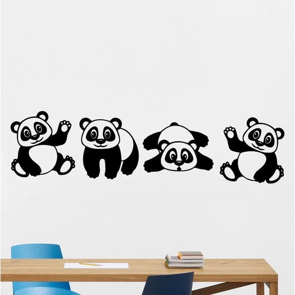 Cartoon Panda Vinyl Wall Stickers Wall Decor For Kids Room Baby Room Home Decoration Removable Wall Decals stickers muraux 30x31cm