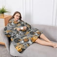 thumbnail image 5 of Oversized Wearable Blanket Hoodie,Gray Background Basketball Elements Pattern Sherpa Blanket Hoodie with Super Pockets,Super Warm Fuzzy Pullover for Women & Men, 5 of 6