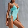 thumbnail image 4 of MSJUHEG Strapless Swimsuits for Women,Womens One Piece Swimsuits,Ribbed One Piece Swimsuits for Women,V Neck,Ruched Push Up Bathing Suit,Short Sleeve Bathing Suit,Bathing Suit Monokini Blue L, 4 of 8