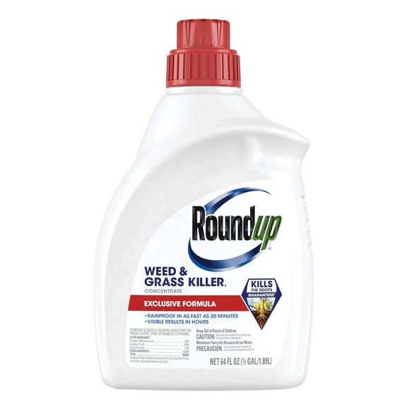 Roundup Weed and Grass Killer Concentrate, Use Around Flower Beds and Trees, on Walkways, and in Other Areas in Yards, 64 fl. oz.