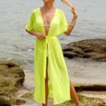 thumbnail image 3 of fatyb Womens Coverup Swimsuit Open Front with Drawstring Long Cardigan Short Sleeve Beach Bikini Cover Up, 3 of 7