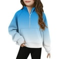 thumbnail image 2 of SGFCWSX Girls Fleece Sweatshirt Thermal Zipper Sweatshirts Kids Gradient Pullover Blue Size 5 Years, 2 of 5