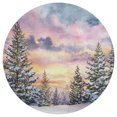 thumbnail image 2 of 15 Inch Round Grid Plate Mats Heat Non-Slip Resistant PVC Placemats for Kitchen Dining Table Decor Watercolor Winter Landscape 1PCS, 2 of 5
