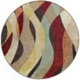 thumbnail image 3 of Deco Transitional 5' Round Brown and Red Polypropylene Indoor Area Rug, 3 of 6