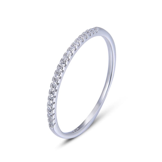 Anillo de eternidad para mujer de plata de ley con diamantes de imitación apilables