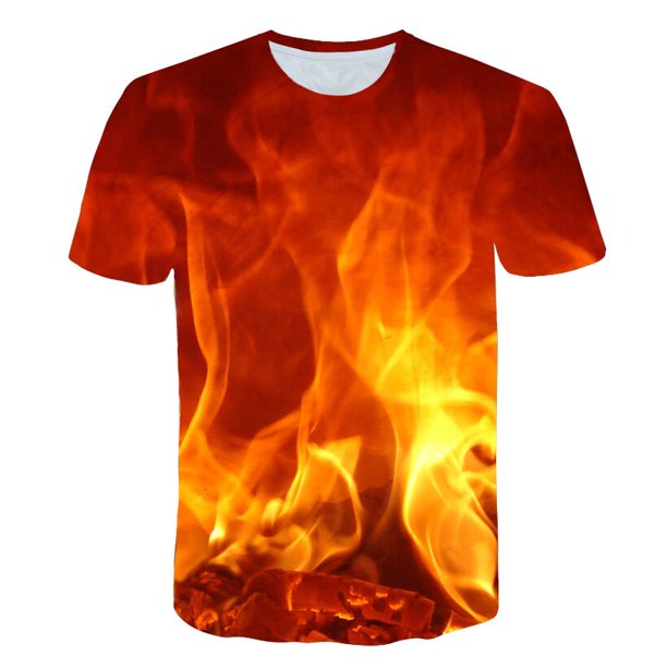 2021 Flame Boy's kids T-shirt moda de verano de manga corta para niñas 3D cuello redondo tops Color elemento camisa de moda para niños T-shirt9T Gao Jinjia LED