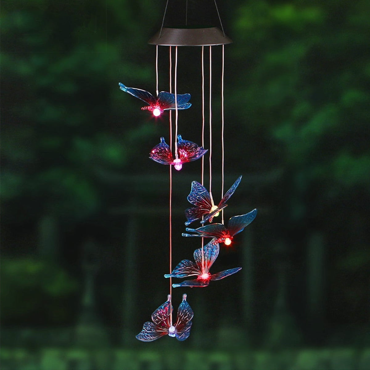 Butterfly Solar Wind Chimes, Color-Changing Outdoor Waterproof LED Wind