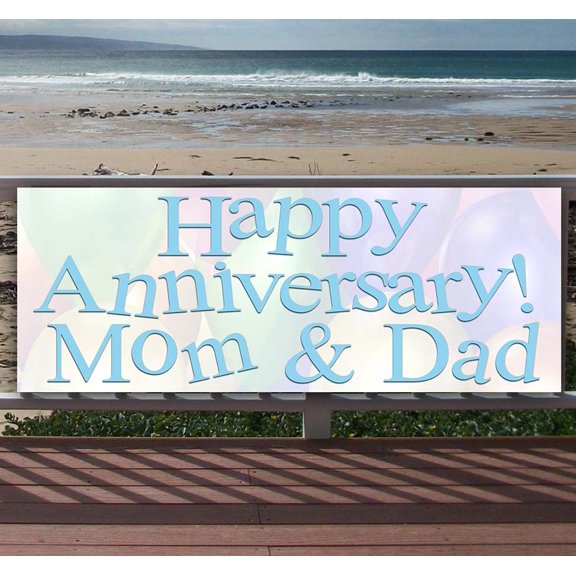 Happy Anniversary! Mom & Dad 13 oz Vinyl Banner With Metal Grommets