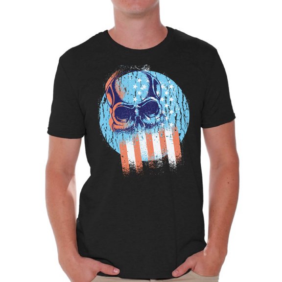 Awkward Styles Skull T-Shirt American Flag Shirts for Men
