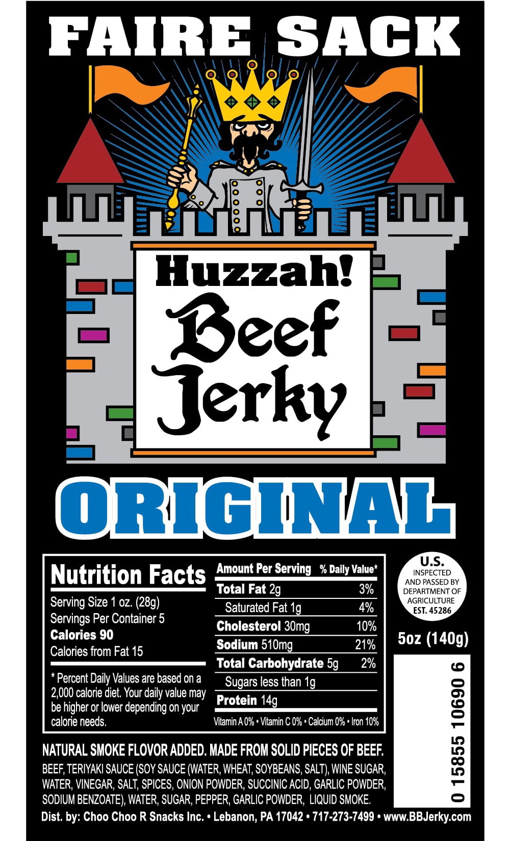 Buffalo Bills Original 5oz Faire Sack Huzzah Beef Jerky in Burlap Wine Bag (3 packs original beef jerky)