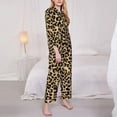 thumbnail image 3 of Fuzoiu Leopard Print Print Women's Long-Sleeved Pajama,Lounge Button Down Nightwear,Womens Notch Collar Pajama Set-Large, 3 of 7