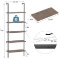 thumbnail image 3 of Ladder Shelf 2PCS Open Bookshelf 5-Tier Wall-Mounted Wood Bookcase Rack Open Back Industrial Modern Plant Flower Stand Utility OrganizerMetal Frame Furniture Office Kitchen Bedroom (Brown), 3 of 10