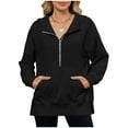 thumbnail image 7 of Godom Women's Sweatshirt Quarter-Zip V Neck Fleece Pullover Hoodie Oversized Hoodies, 7 of 7