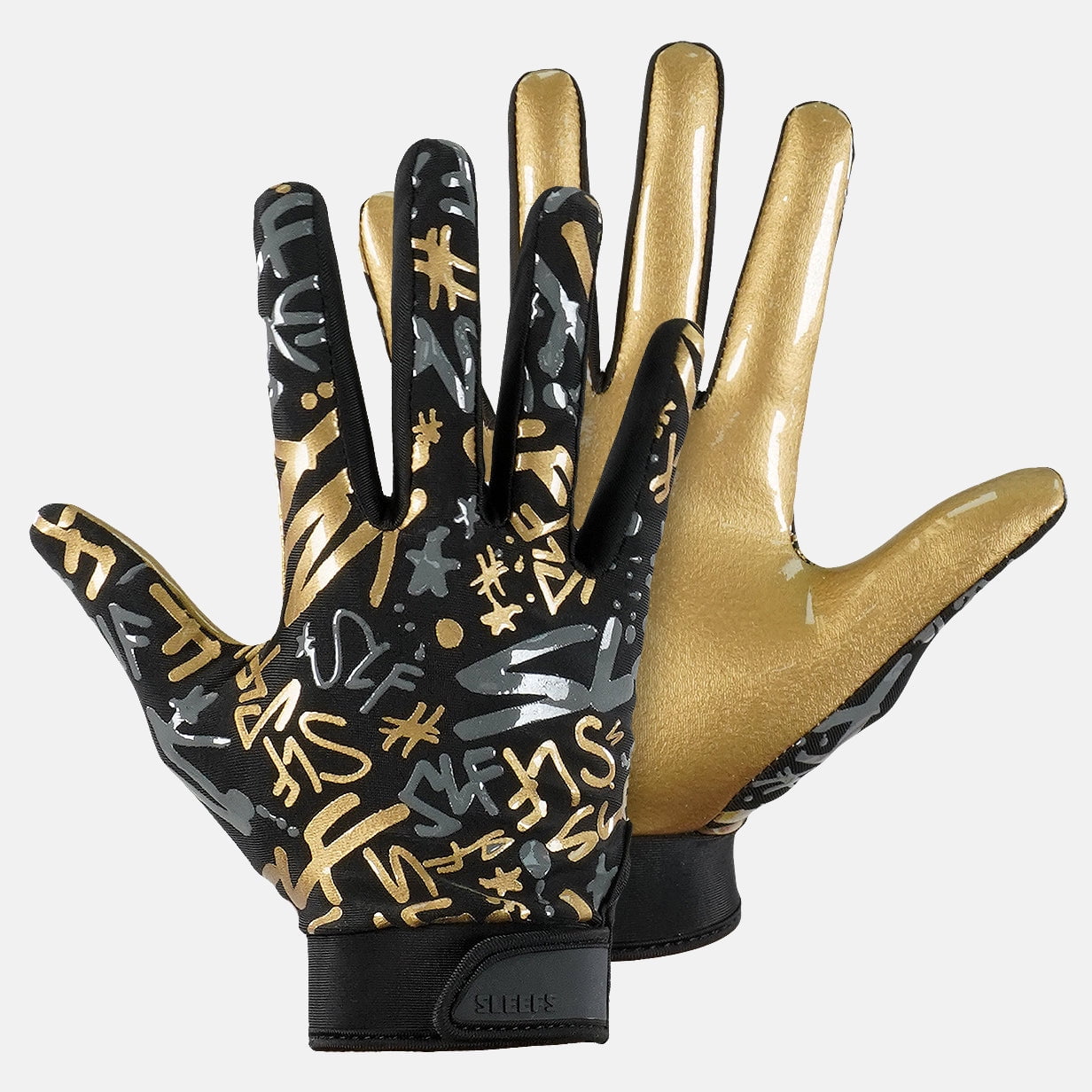 SLF Pattern Black Gold Sticky Football Receiver Gloves Walmart