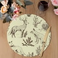thumbnail image 3 of Vintage Elk Fox Round 15 Inch Placemats Set of 4, Rustic Yellow Simple Drawn Grass HeatResistant Non Slip Place Mats for Dining Table, Wipeable Braided Kitchen Table Mats for Housewarming, 3 of 9