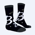 thumbnail image 2 of Unisex Trendy Socks (2 Pairs) - Black with White & Gold ' Hello Doing ' Design Stylish Mixed Color for All Seasons, 2 of 5