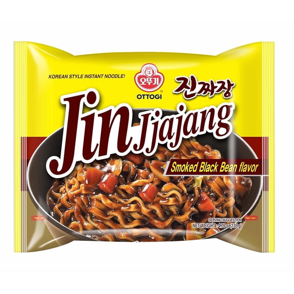 Ottogi Jin Jjajang Korean Style Instant Noodle -Jjajang Noodle, Jjajangmyeon, (135g) - 4 Pack