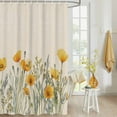 thumbnail image 4 of Fabric Shower Curtain, Yellow Poppy Flowers Watercolor Floral Plants Retro Linen Bathroom Curtain with 12 Hooks Waterproof No Bad Odor Machine Washable Bath Curtains for Bathroom, Spa Room, 72"x84", 4 of 6