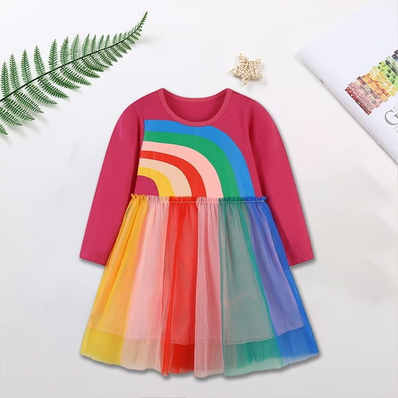 piuwrlz Ones Piece Dress for Kid Girls Mesh Yarn Skirts One Piece Skirt Set Pink Size 2Y