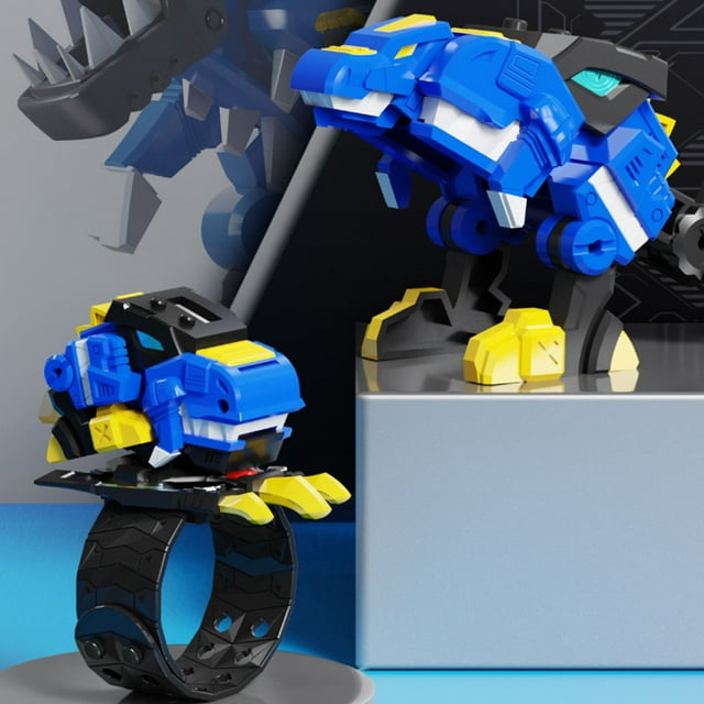 EGNMCR Children's Deformation Toy Boy Super Dinosaur Strength Watch Body Changing Device Toy Engineering vehicle