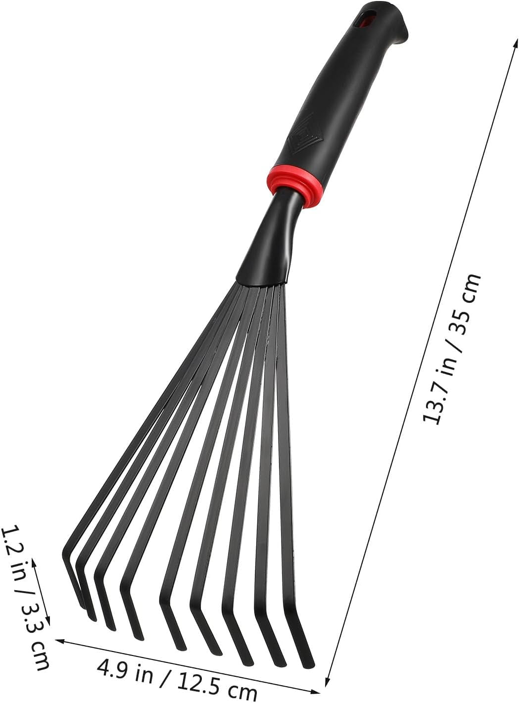 ABPETE 2pcs Gardening Hand Rakes Metal Ash Rakes Hand Tiller Mini Garden Cultivator Tools Portable Rake with Handle and 9 Tines for Yard Lawn Shrub Flower Beds