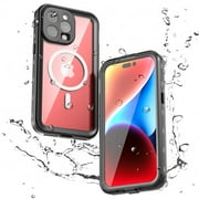Allytechgroup Waterproof Case for iPhone 15 Pro Max, Full Body Protection Built-in Screen Protector MagSafe Wireless Charging Dustproof Shockproof Cover Case with Transparent PC, Black