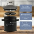 thumbnail image 3 of AuldHome Design Enamelware Grease Container w/ Strainer (Black), Farmhouse Style Kitchen StorageTin, Labeled “Grease”, 3 of 10