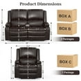 thumbnail image 2 of LOBERFVE Recliner Sofa Set with 2-Tier Cushion, 2+1 Pieces in Living Room, 2 Seater Reclining Loveseat Leather with Removable Console, 1 Oversize Recliner Chair Sofa Seat, Brown, 2 of 9