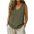 thumbnail image 3 of Auralook Womens Linen V-Neck Crop Tops Summer Casual Loose Cotton Linen Sleeveless Tank Top, 3 of 9