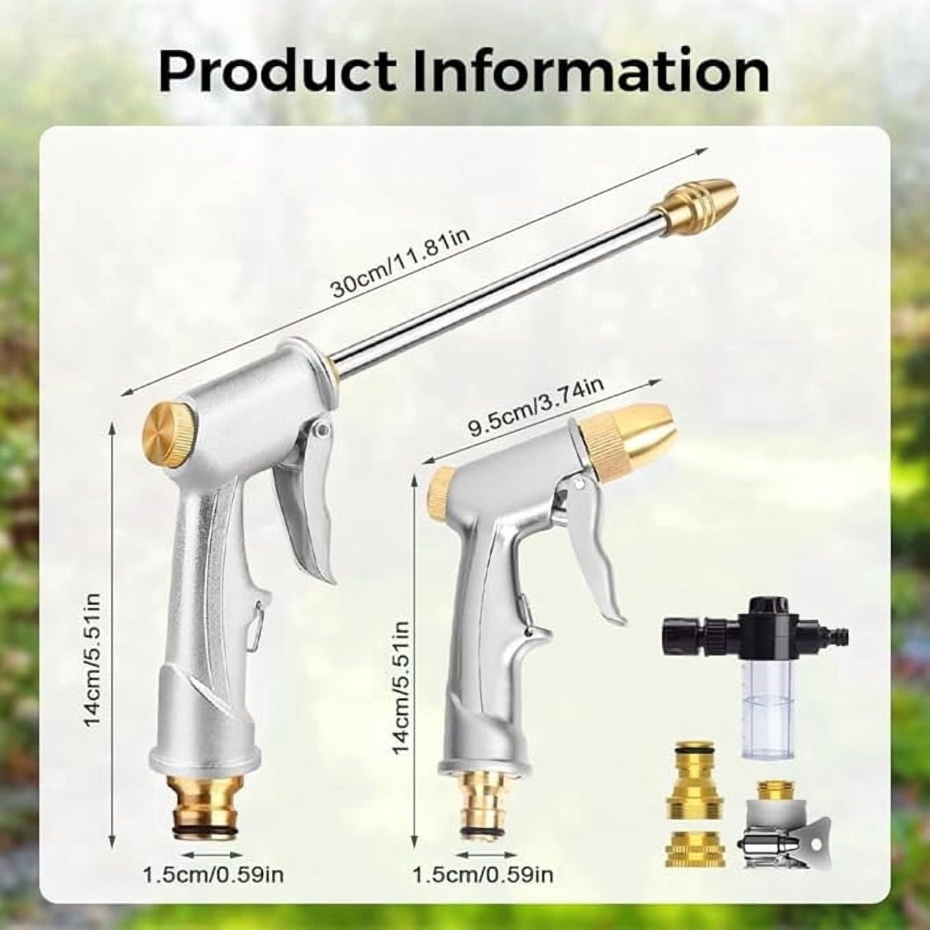 High Pressure Garden Hose Nozzle Sprayer, Multifunctional Adjustable High Pressure Car Wash Water Guns, Heavy Duty Car Wash Foam Gun, Set for Household Use