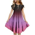 thumbnail image 2 of Feancey Girls Tiered Dresses Summer Ruffle Sleeveless Swing Dress Dressy Trendy Gradient Print A-Line Dresses Pleated Flowy Party Dress Black 8 Years, 2 of 5