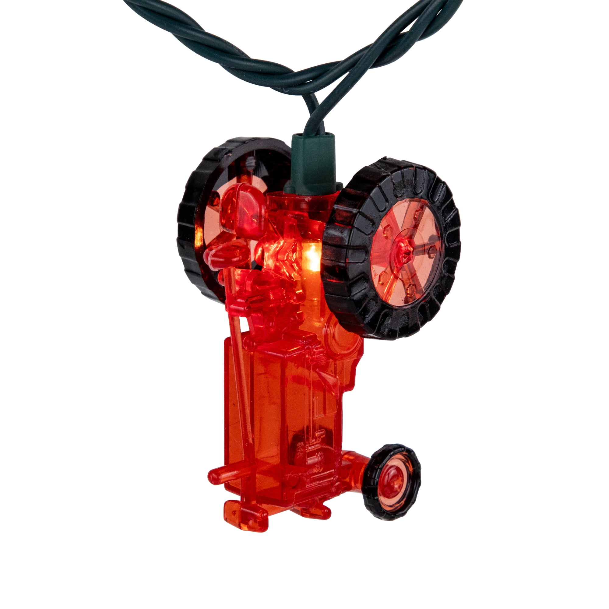 10-Count Red Tractor Patio Light Set 5.75ft Green Wire