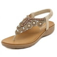 thumbnail image 2 of Chanclas de estilo bohemio de verano con cuentas y hebilla de diamantes de imitación, zapatos de mujer con banda de goma y tacón elástico, 2 of 4