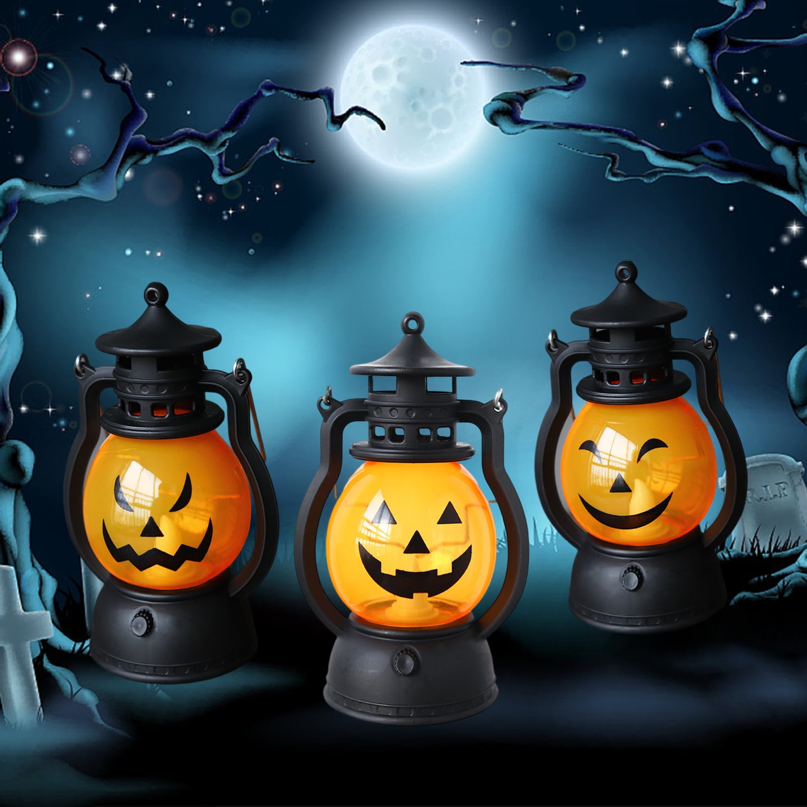 Lámpara de Calabaza Retro Linterna Portátil Accesorios de Terror Ambiente Decoración Escena Diseño LED Luz de Vela Halloween Decoración Brillante Regalo de Vacaciones