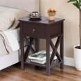 thumbnail image 2 of Tcbosik Modern Night Stand with Storage Drawer and Open Shelf, 2-Tier End Side Table for Living Room, Bedroom, Easy Assembly, Brown, 2 of 8