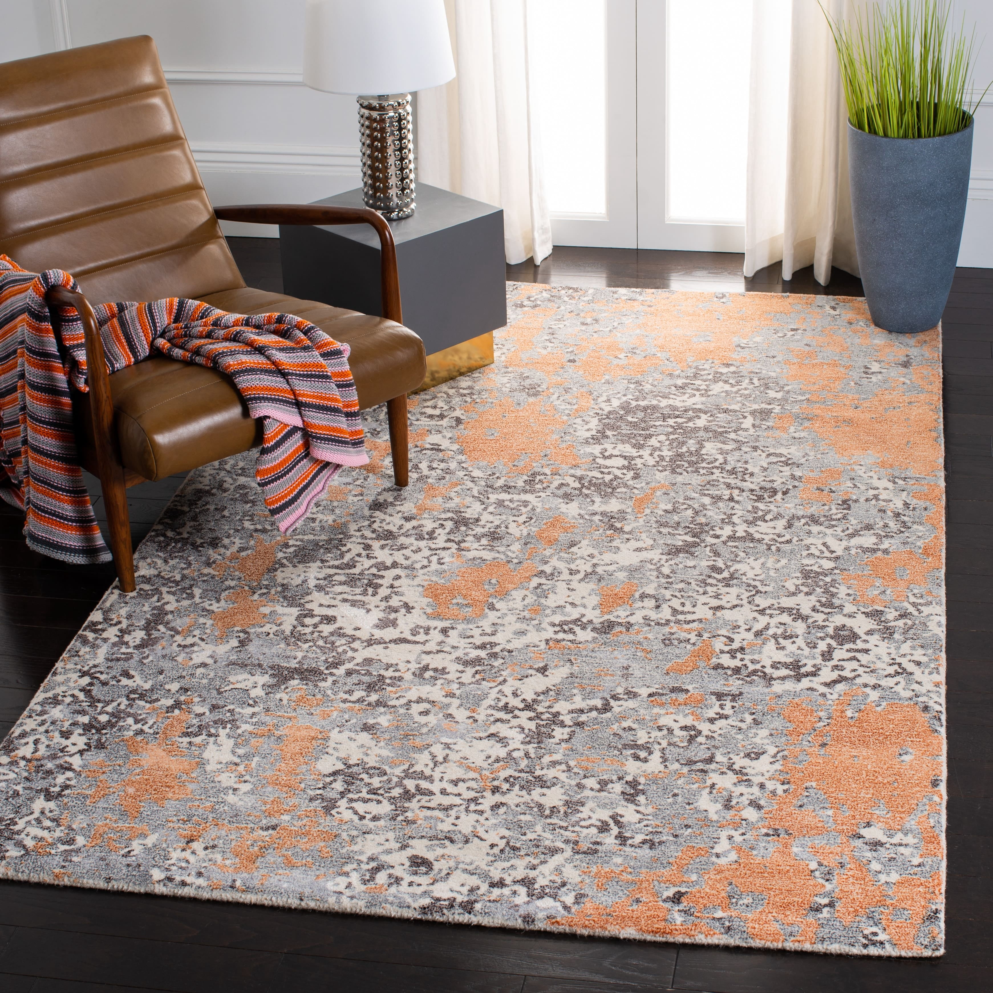 SAFAVIEH Restoration Vintage Dzvezda Abstract Distressed Area Rug, Rust/Grey, 4' x 6'