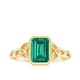 thumbnail image 4 of Rosec Jewels Created Emerald Solitaire Ring with Diamond for Women - Celtic Knot Ring (6X8 mm), 10K Yellow Gold, US 7.50, 4 of 8