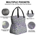 thumbnail image 3 of Green and Purple Of Leopard Print Drawstring Lunch Bag Women - Drawstring Lunch Bag Insulated for Work Office - Stain-Resistant Large Lunchbags for Women with Multi-Pockets, 3 of 6
