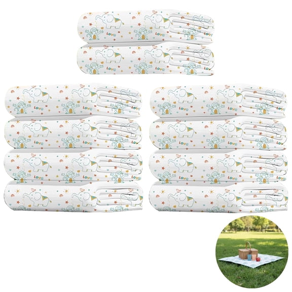 10 Pcs Disposable Picnic Mat, 78.7 x 90.6 in / 200 x 230 cm Camping Lawn Mat for Outdoor, Lightweight & Portable, Water Resistant, Decorative Print Disposable Beach Mat, Non-Woven Fabric