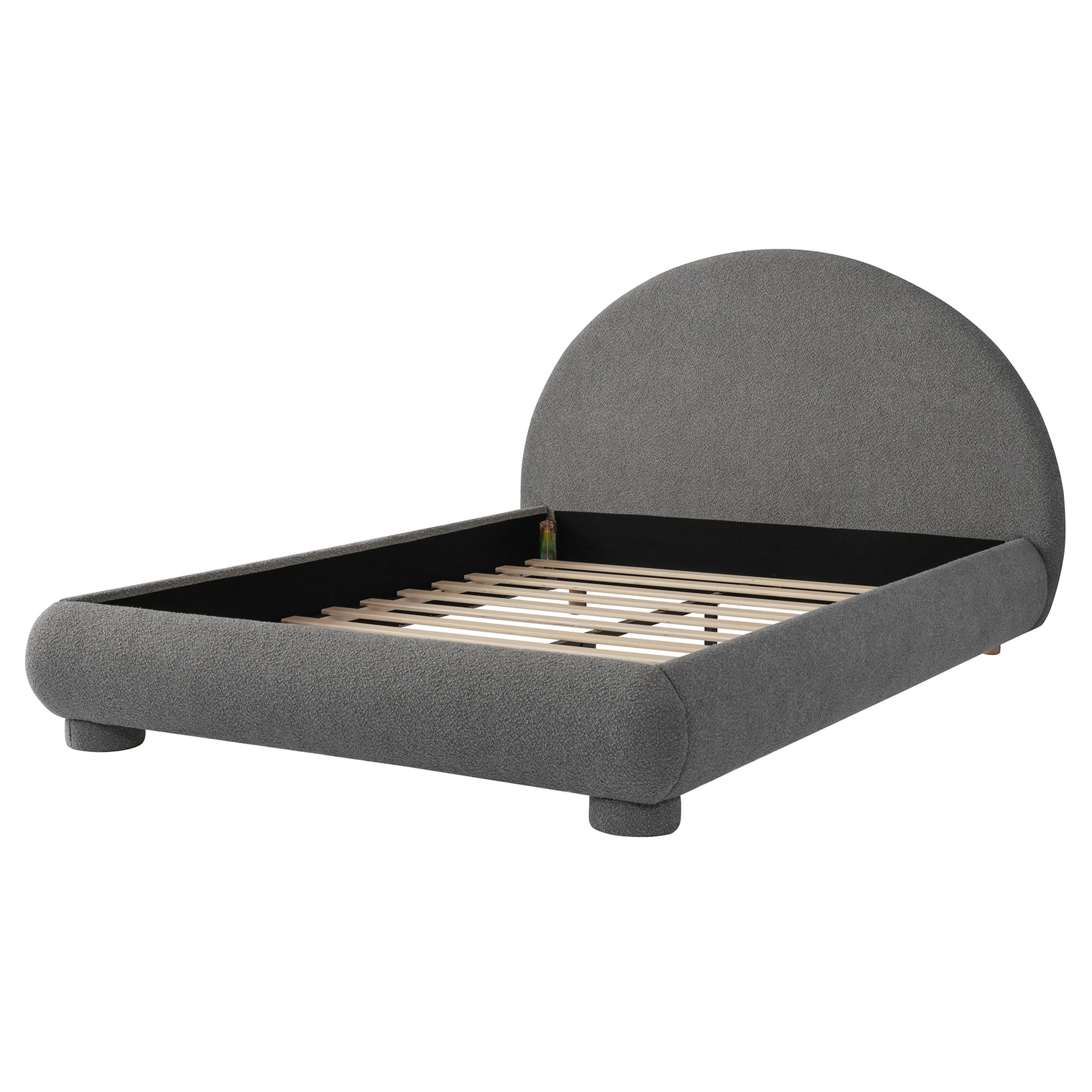 Christopher Knight Home Modern Boucle Upholstered Platform Bed with Arched Headboard, Full Size, Gray