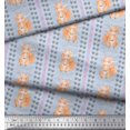 thumbnail image 2 of Soimoi Blue Heavy Canvas Fabric Paw Print & Rabbit Kids Print Fabric by Yard 58 Inch Wide, 2 of 3