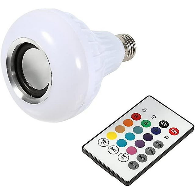 Ampoule LED avec Haut-Parleur Bluetooth, 12 W E27 RVB à Changement sans Fil Lecteur de Musique avec 24 Touches Télécommande
