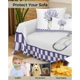 thumbnail image 4 of Purple Lavender White Buffalo Plaid Checkered Floral Sofa Couch Covers for Dog,Washable Sofa Throw Cover Single Slipcovers for Armchair with Tassels,Couch Protector Towel Blanket Medium 71''x91'', 4 of 8